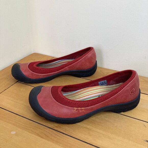 Keen Shoes - Keen Erin Ballerina Flats Slip-On Shoes Red Leather Women's US Size 7